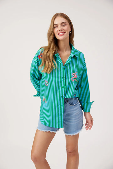 Mykonos Embroided Stripe Shirt
