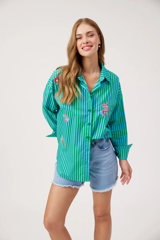 Mykonos Embroided Stripe Shirt